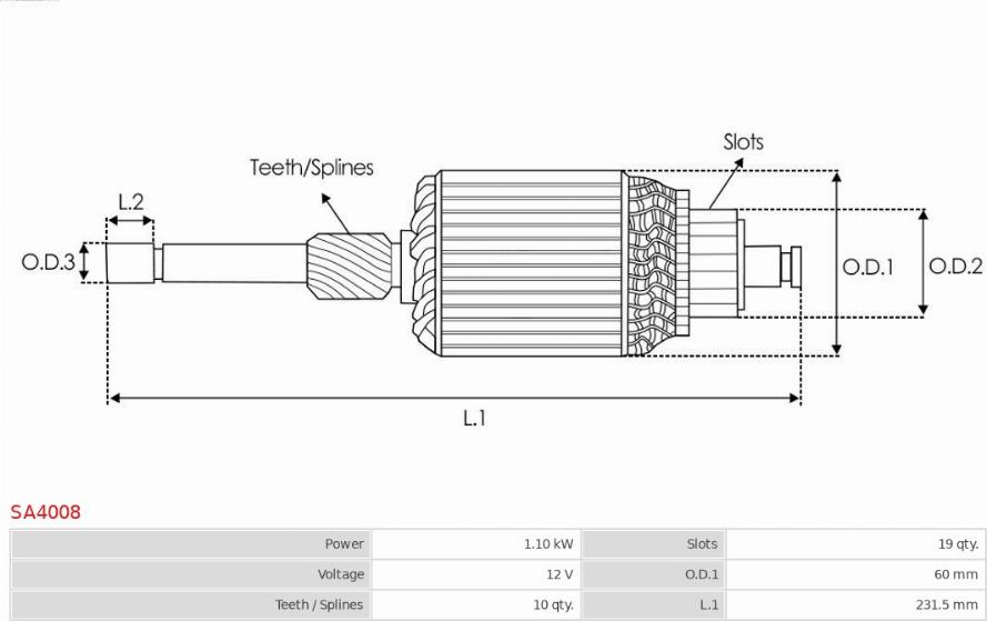 AS-PL SA4008 - Якорь, стартер autodnr.net