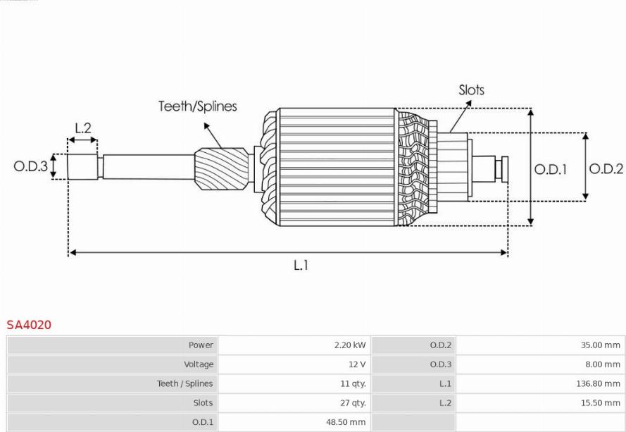 AS-PL SA4020 - Якір, стартер autocars.com.ua