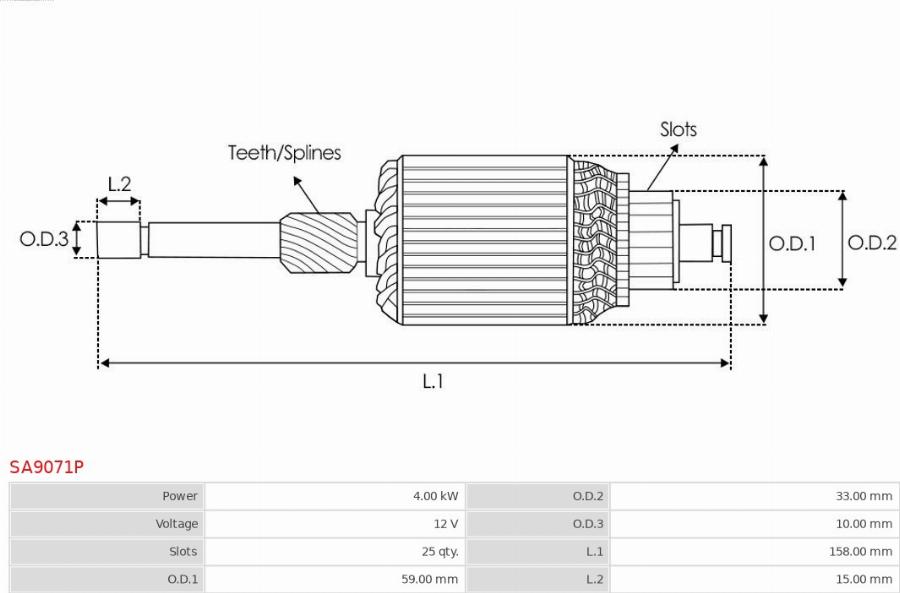 AS-PL SA9071P - Якір, стартер autocars.com.ua