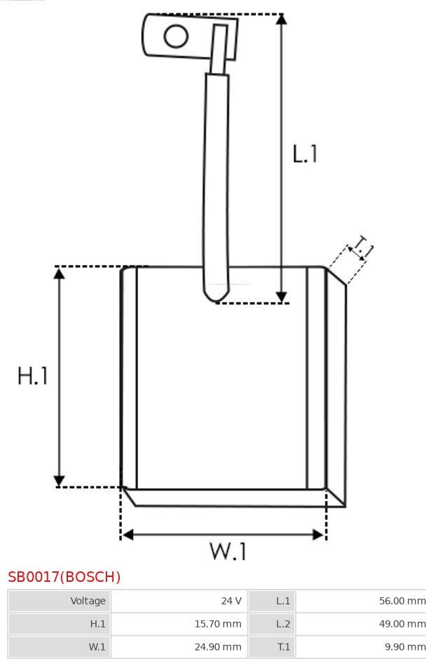 AS-PL SB0017(BOSCH) - Угольная щетка, стартер avtokuzovplus.com.ua