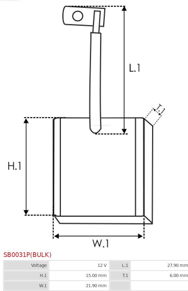 AS-PL SB0031P(BULK) - Угольная щетка, стартер avtokuzovplus.com.ua