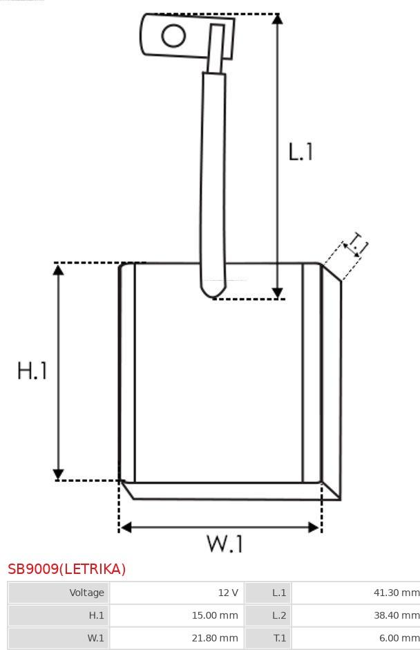 AS-PL SB9009(LETRIKA) - Угольная щетка, стартер avtokuzovplus.com.ua