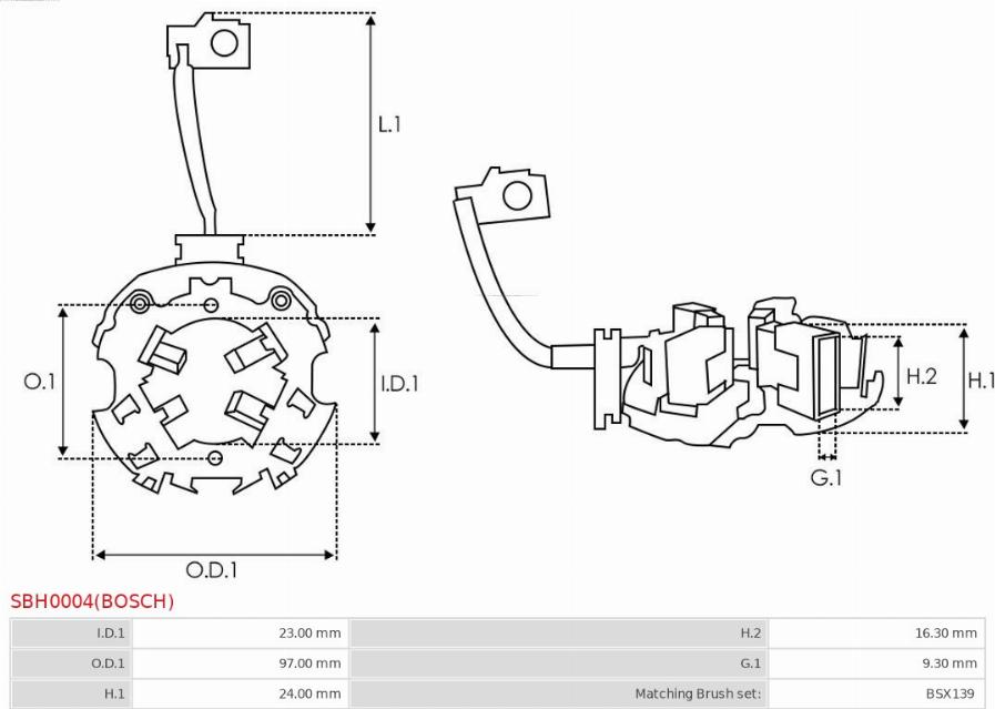 AS-PL SBH0004(BOSCH) - Кронштейн, вугільна щітка autocars.com.ua