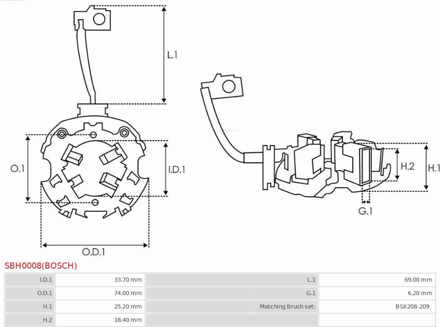 AS-PL SBH0008(BOSCH) - Кронштейн, вугільна щітка autocars.com.ua