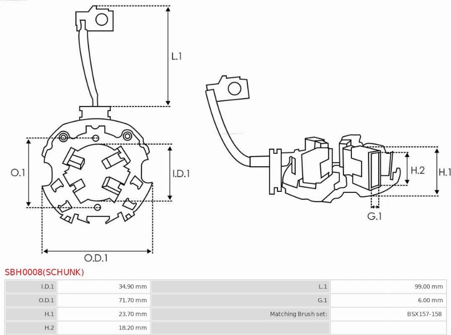 AS-PL SBH0008(SCHUNK) - Кронштейн, вугільна щітка autocars.com.ua