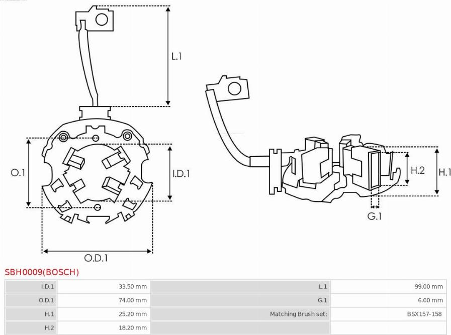 AS-PL SBH0009(BOSCH) - Кронштейн, угольная щетка avtokuzovplus.com.ua