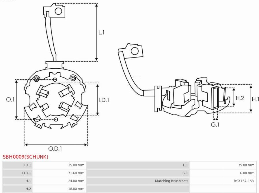 AS-PL SBH0009(SCHUNK) - Кронштейн, вугільна щітка autocars.com.ua