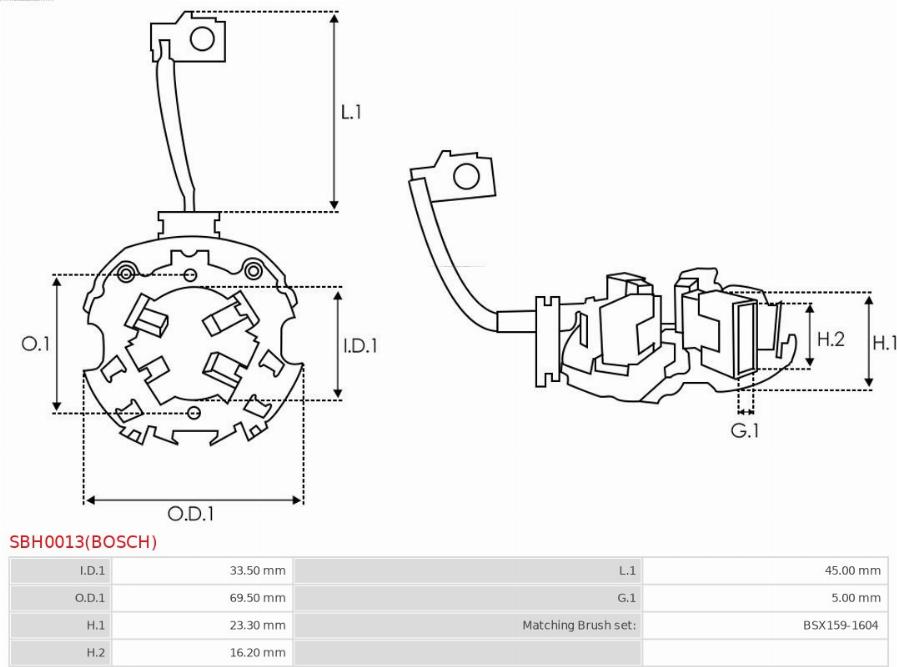 AS-PL SBH0013(BOSCH) - Кронштейн, вугільна щітка autocars.com.ua