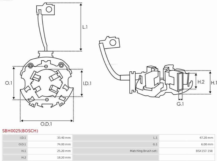 AS-PL SBH0025(BOSCH) - Кронштейн, вугільна щітка autocars.com.ua