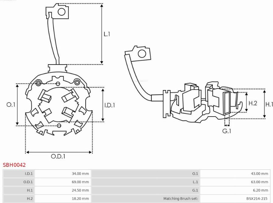 AS-PL SBH0042 - Кронштейн, угольная щетка autodnr.net