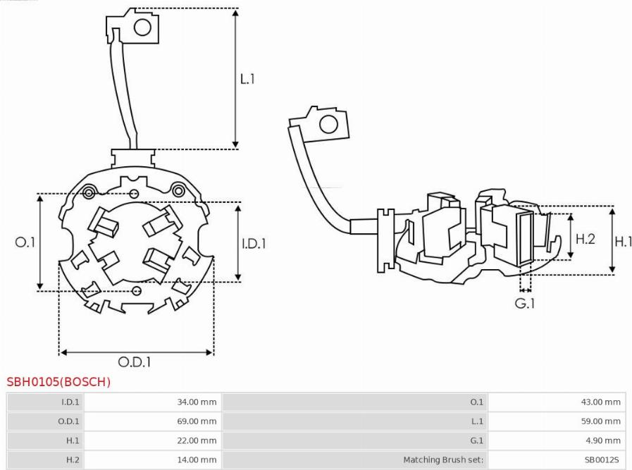 AS-PL SBH0105(BOSCH) - Кронштейн, вугільна щітка autocars.com.ua