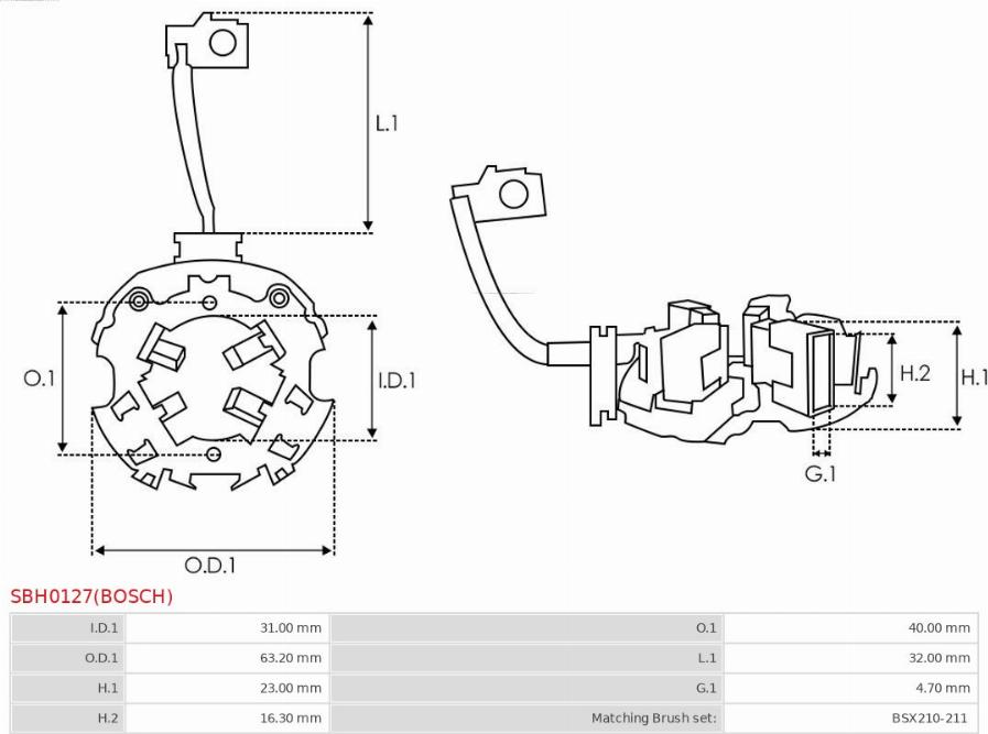 AS-PL SBH0127(BOSCH) - Кронштейн, вугільна щітка autocars.com.ua