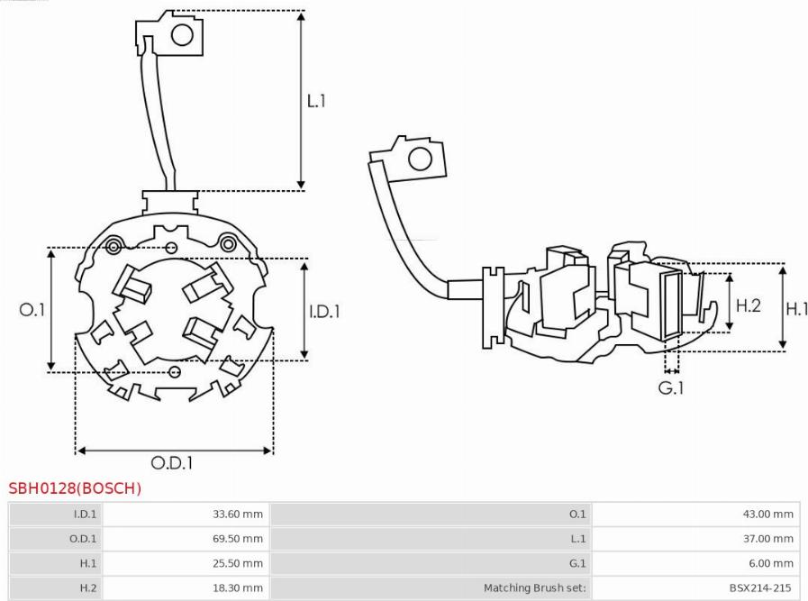 AS-PL SBH0128(BOSCH) - Кронштейн, угольная щетка avtokuzovplus.com.ua