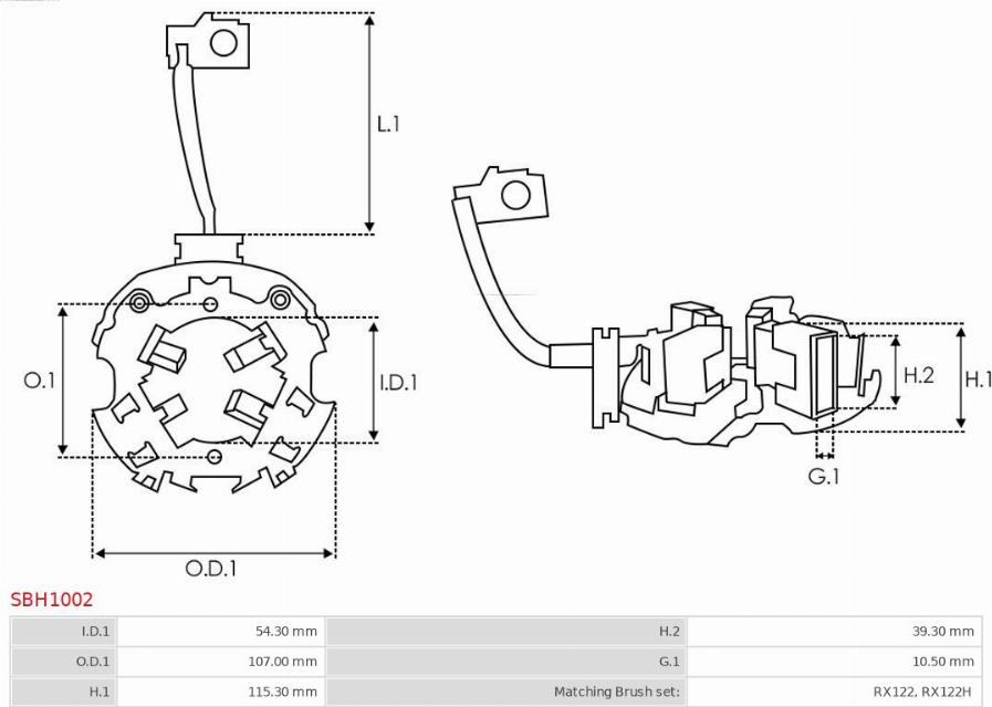 AS-PL SBH1002 - Кронштейн, вугільна щітка autocars.com.ua