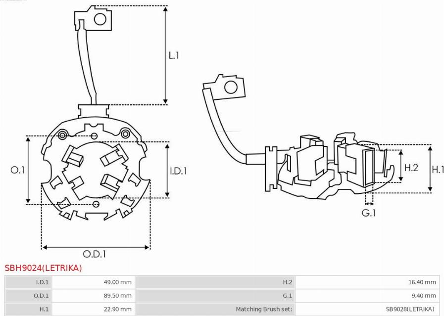 AS-PL SBH9024(LETRIKA) - Кронштейн, угольная щетка avtokuzovplus.com.ua