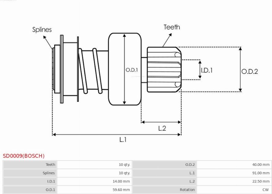 AS-PL SD0009(BOSCH) - Ведущая шестерня, стартер avtokuzovplus.com.ua