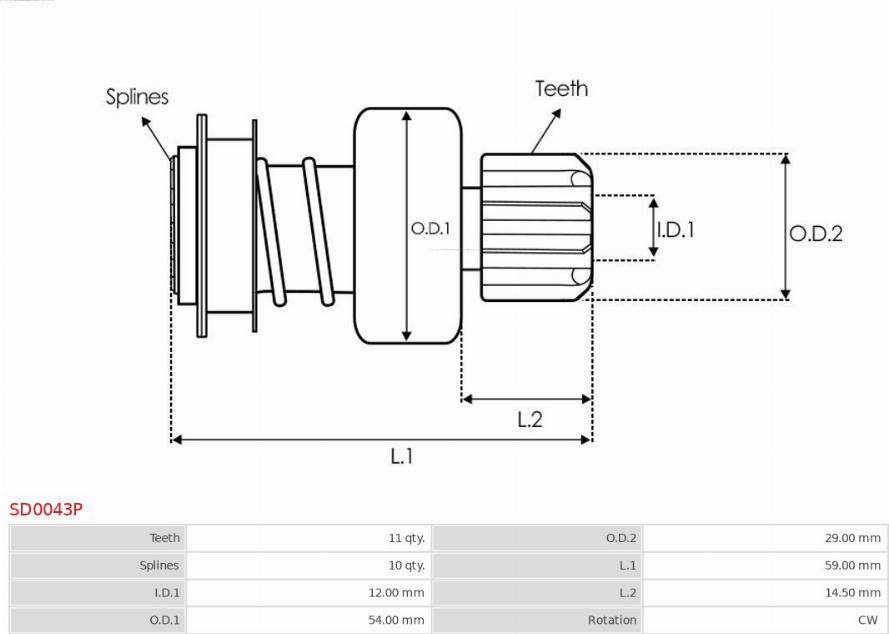 AS-PL SD0043P - Ведущая шестерня, стартер autodnr.net