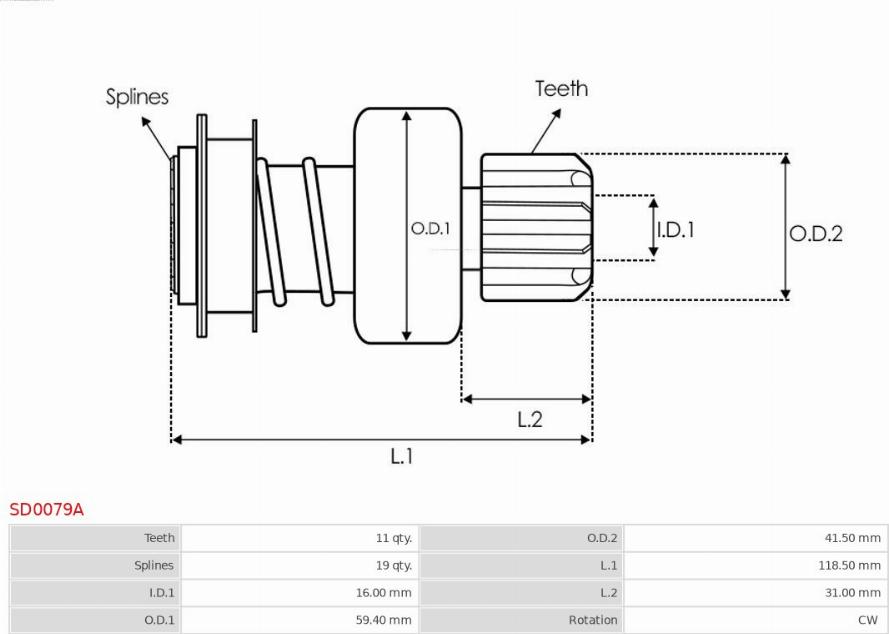 AS-PL SD0079A - Ведущая шестерня, стартер autodnr.net