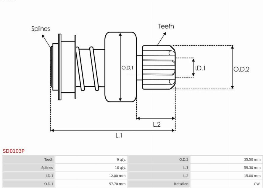 AS-PL SD0103P - Ведущая шестерня, стартер avtokuzovplus.com.ua