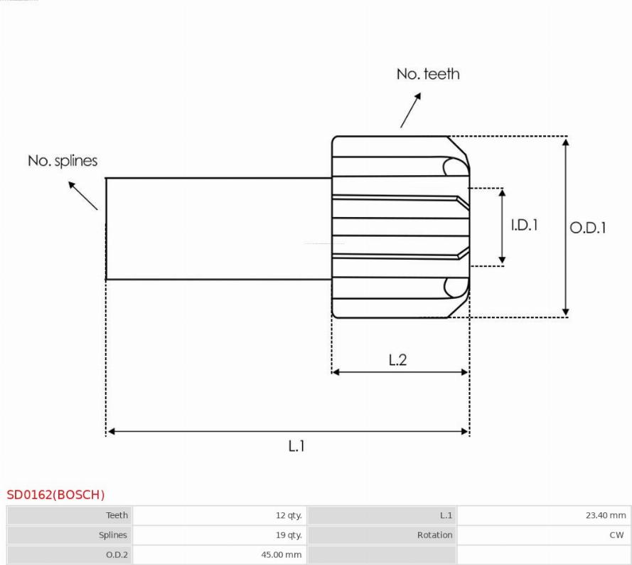 AS-PL SD0162(BOSCH) - Провідна шестерня, стартер autocars.com.ua