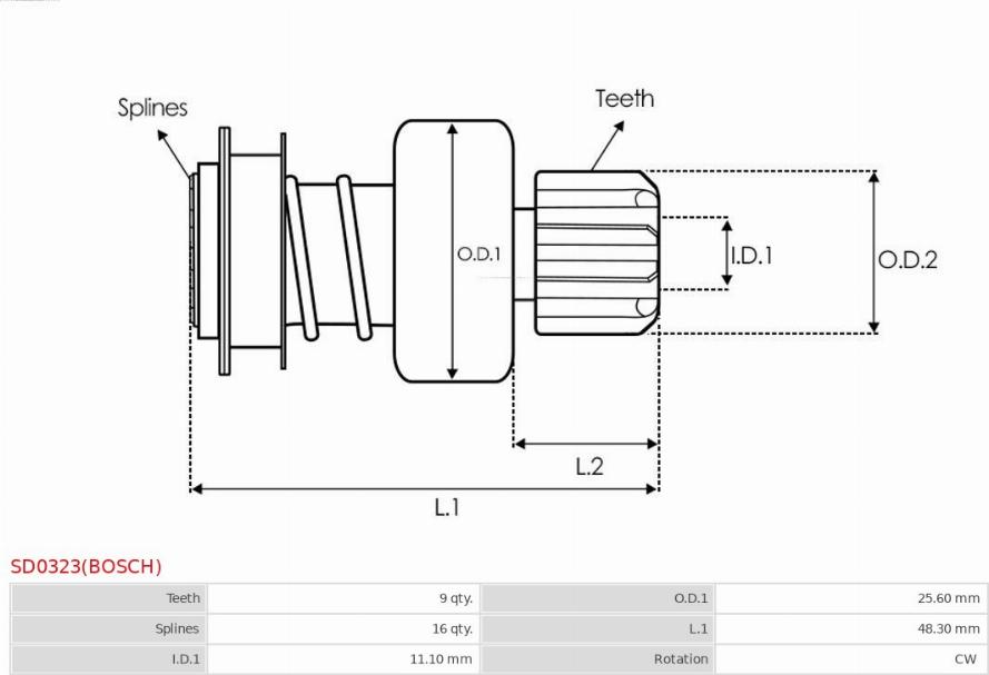 AS-PL SD0323(BOSCH) - Ведущая шестерня, стартер avtokuzovplus.com.ua