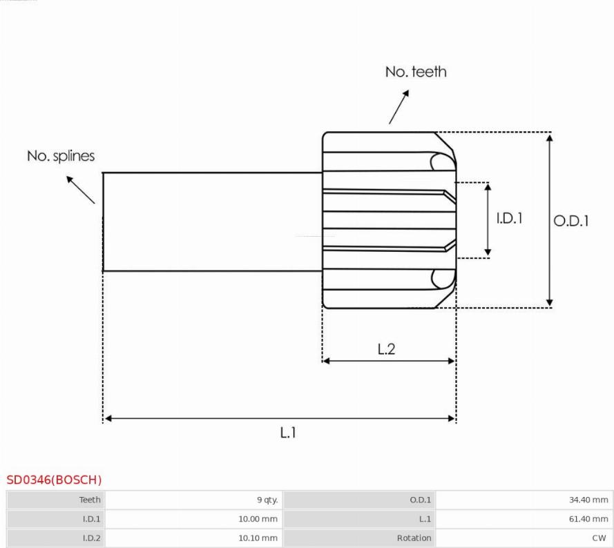 AS-PL SD0346(BOSCH) - Провідна шестерня, стартер autocars.com.ua