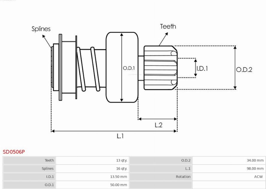 AS-PL SD0506P - Ведущая шестерня, стартер autodnr.net