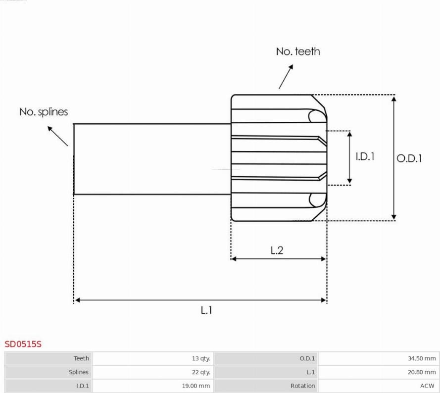 AS-PL SD0515S - Ведущая шестерня, стартер autodnr.net