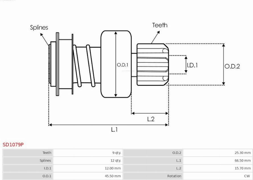 AS-PL SD1079P - Ведущая шестерня, стартер autodnr.net