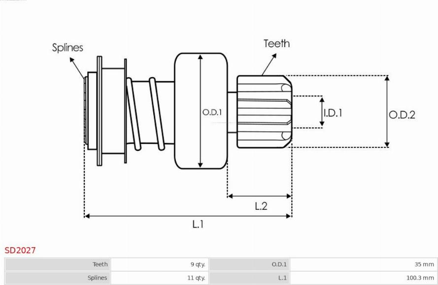 AS-PL SD2027 - Провідна шестерня, стартер autocars.com.ua