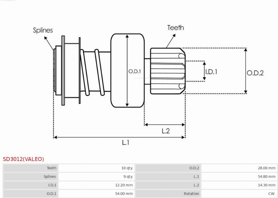 AS-PL SD3012(VALEO) - Ведущая шестерня, стартер autodnr.net