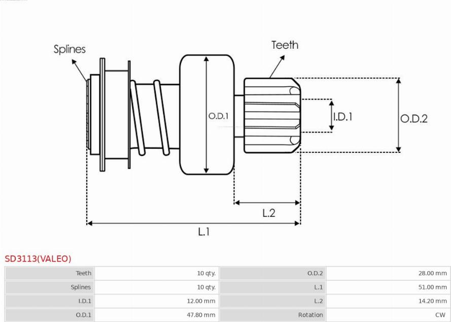 AS-PL SD3113(VALEO) - Ведущая шестерня, стартер avtokuzovplus.com.ua