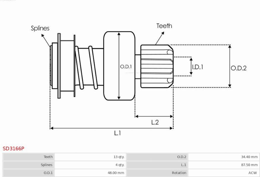 AS-PL SD3166P - Провідна шестерня, стартер autocars.com.ua