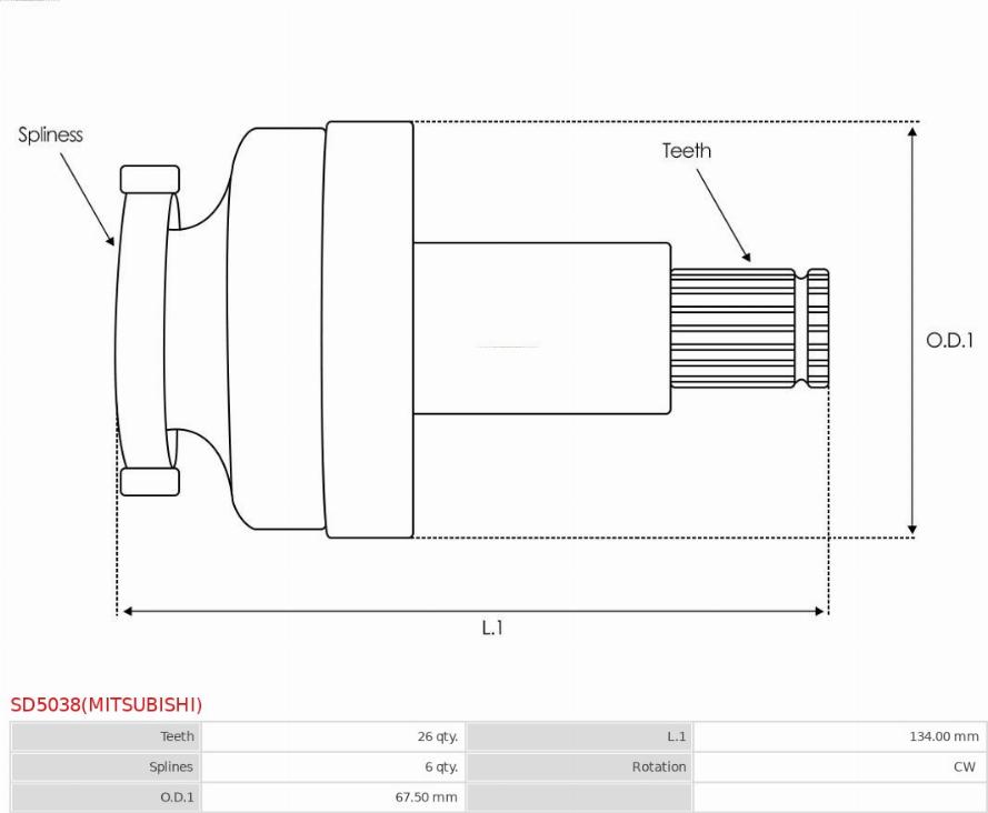 AS-PL SD5038(MITSUBISHI) - Ведущая шестерня, стартер avtokuzovplus.com.ua