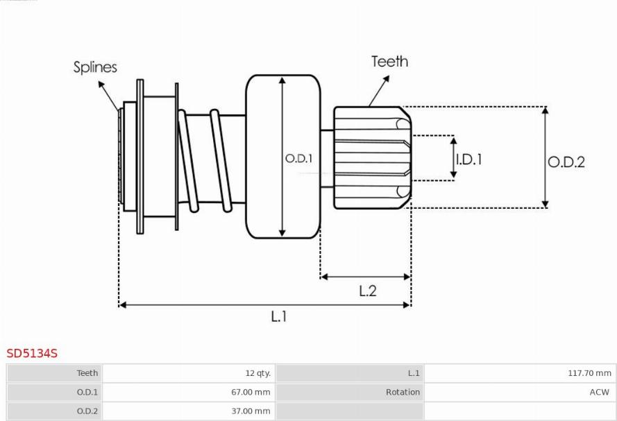 AS-PL SD5134S - Ведущая шестерня, стартер autodnr.net