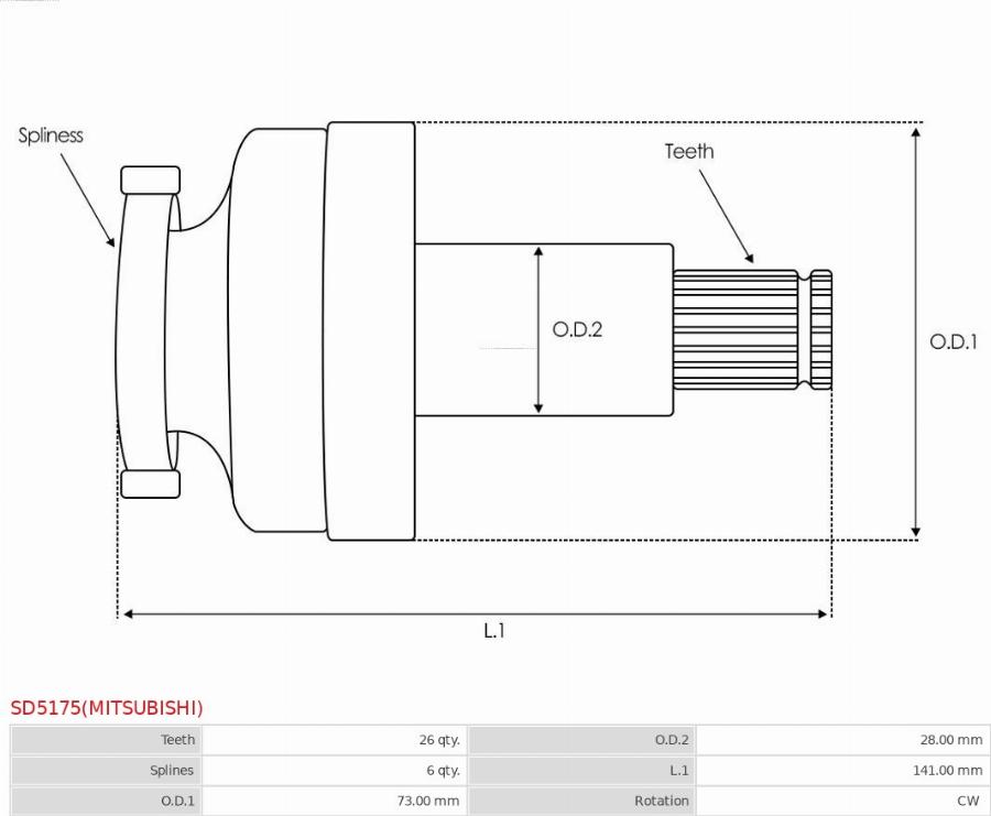 AS-PL SD5175(MITSUBISHI) - Ведущая шестерня, стартер autodnr.net