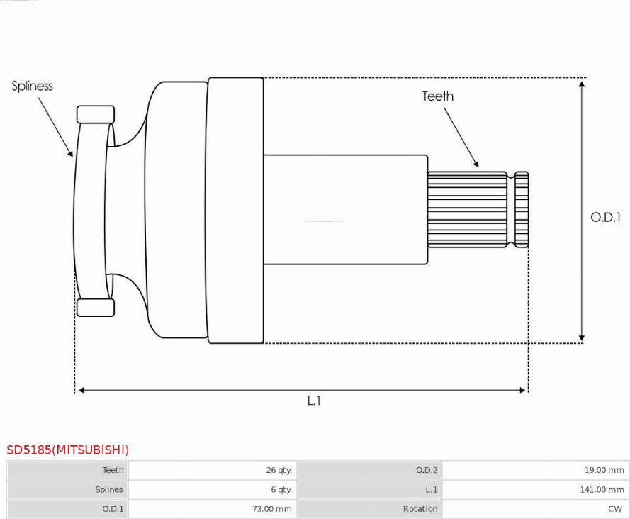 AS-PL SD5185(MITSUBISHI) - Ведущая шестерня, стартер autodnr.net