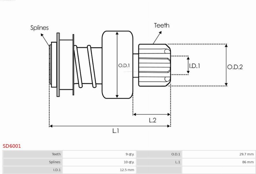 AS-PL SD6001 - Провідна шестерня, стартер autocars.com.ua