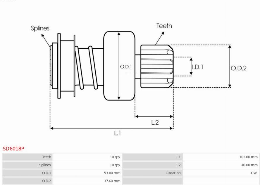 AS-PL SD6018P - Ведущая шестерня, стартер autodnr.net