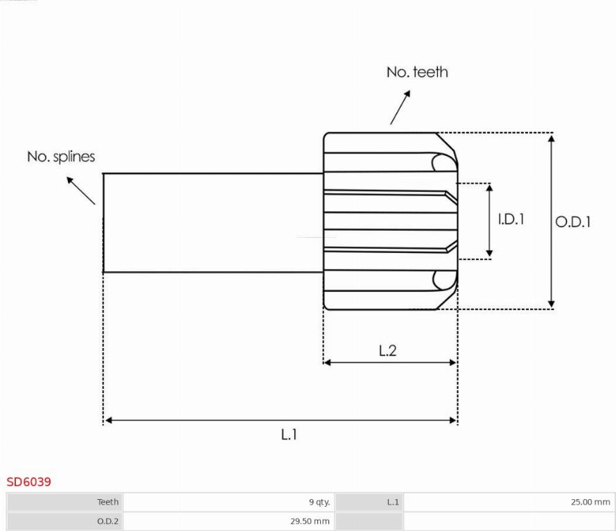 AS-PL SD6039 - Провідна шестерня, стартер autocars.com.ua