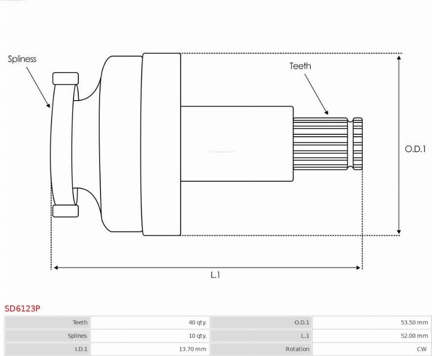 AS-PL SD6123P - Ведущая шестерня, стартер avtokuzovplus.com.ua