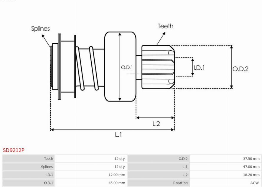 AS-PL SD9212P - Ведущая шестерня, стартер autodnr.net