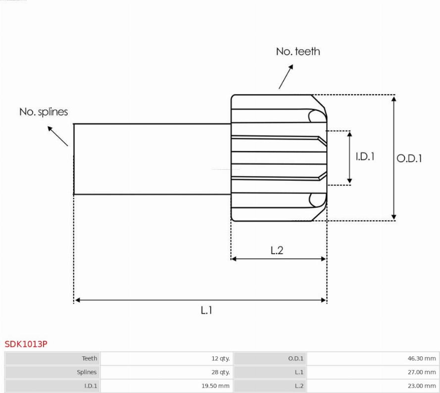 AS-PL SDK1013P - Провідна шестерня, стартер autocars.com.ua