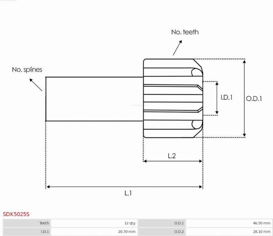 AS-PL SDK5025S - Ведущая шестерня, стартер autodnr.net