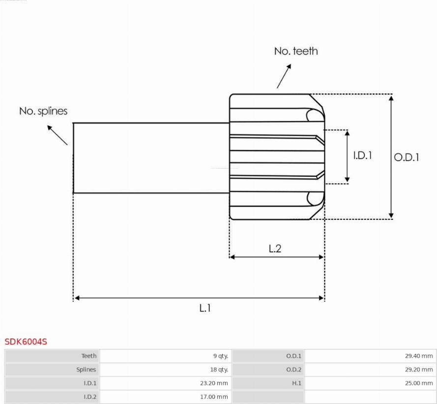 AS-PL SDK6004S - Ведущая шестерня, стартер autodnr.net