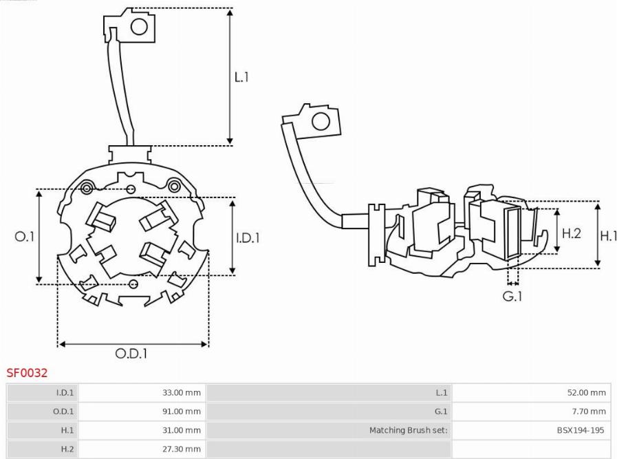 AS-PL SF0032 - Кронштейн, вугільна щітка autocars.com.ua