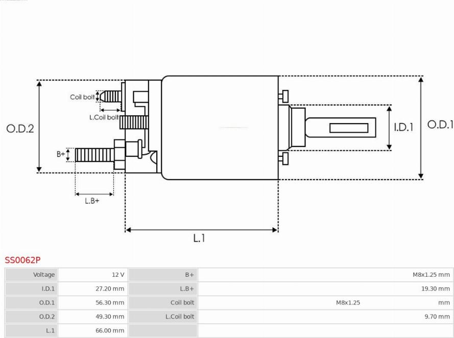 AS-PL SS0062P - Тяговое реле, стартер avtokuzovplus.com.ua