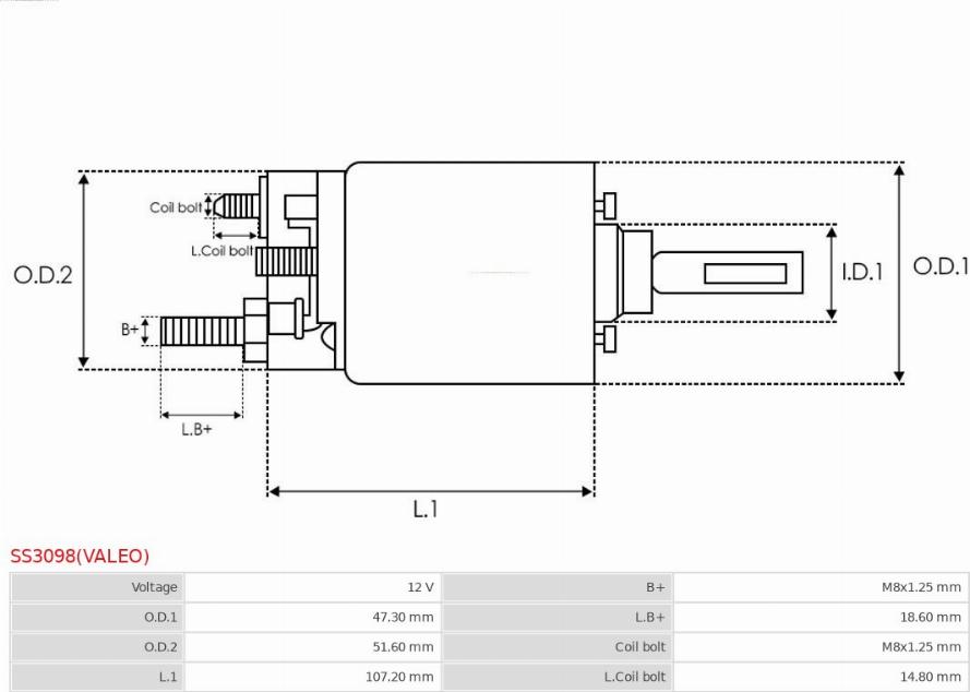 AS-PL SS3098(VALEO) - Тяговое реле, стартер avtokuzovplus.com.ua