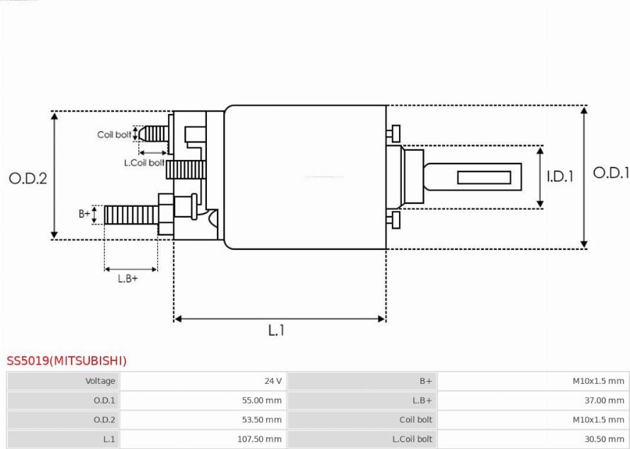 AS-PL SS5019(MITSUBISHI) - Тяговое реле, стартер avtokuzovplus.com.ua