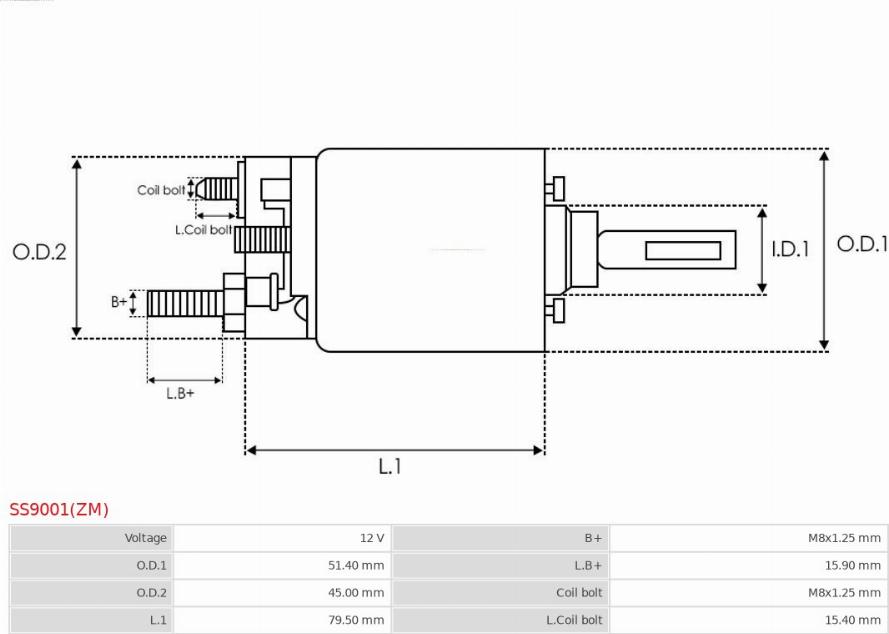 AS-PL SS9001(ZM) - Тягове реле, стартер autocars.com.ua